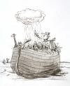 Cartoon: ... (small) by GB tagged arche noah klima katastrophe dürre trockenheit bibel regen tiere animals