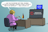 Cartoon: Merkel zieht Corona-Bilanz (small) by leopold maurer tagged merkel,pandemie,corona,digitalisierung,bürokratisierung,bilanz,deutschland,world,economic,forum,telekonferenz,videokonferenz,verbindung,abgebrochen,wirtschaft