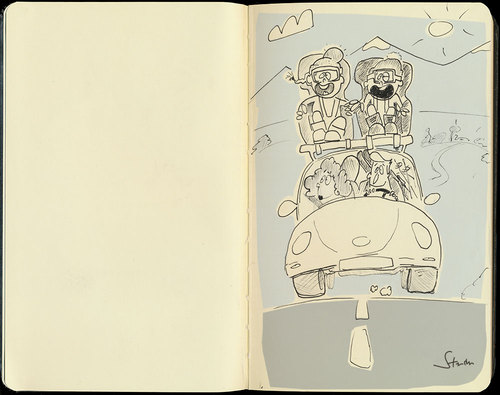 Cartoon: Dachkinderträger (medium) by philippsturm tagged kinder,auto,dachgepäckträger,wintersport,urlaub