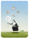 Cartoon: ... (small) by markus-grolik tagged religion,wiedergeburt,nonne,glaube,tauben,fake,news,taubenfüttern,füttern