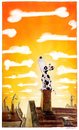 Cartoon: Abendstimmung (small) by markus-grolik tagged hund,hunde,hundehimmel,abend,sonnenuntergang,sonne,dächer,kamin,schornstein,dog,doggie,hündchen,puppie,dalmatiner,traum,knochen,knochenhart,wolkenlandschaft,sehnsucht