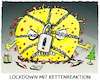 Cartoon: Ausgangssperre.. (small) by markus-grolik tagged kettenreaktion,harter,lockdown,deutschland,weihnachten,kette,silvester,pandemie,ketten,gefangen