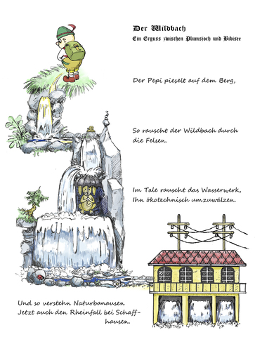Cartoon: Der Wildbach (medium) by Simpleton tagged ökoenergie,wasserkraftwerk,wasserfall,parodie,nonsens,gedicht,heimatdichtung,ganghofer,wildbach,naturromantik,gebirgsromantik,gebirge,berge,alpen