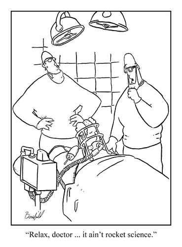 Cartoon: rocket doctor (medium) by creative jones tagged doctor,brain,surgery,rocket,science,doktor,patient,ärzte,arzt,operation,krankenhaus,gesundheit,gehirn