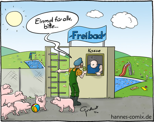 Cartoon: Sommerhitze (medium) by Hannes tagged hitzestress,sommer,haustiere,nutztiere,tierhaltung