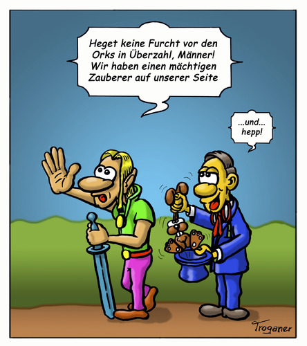 Cartoon: Kurz vor der großen Schlacht (medium) by Troganer tagged fantasy,gandalf,zauberer