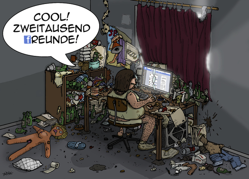Cartoon: Freunde 2K (medium) by pierre-cda tagged nerd,computer,freunde,facebook