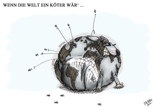 Cartoon: Welt-Köter (medium) by pierre-cda tagged hund,erde,umwelt,mensch,köter,welt