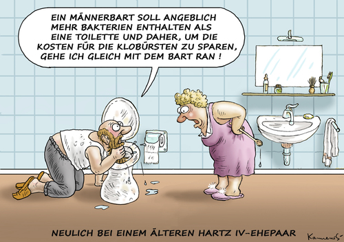 Cartoon: BARTBAKTERIEN (medium) by marian kamensky tagged bartbakterien,hartz,lv,hygiene,bartbakterien,hartz,lv,hygiene