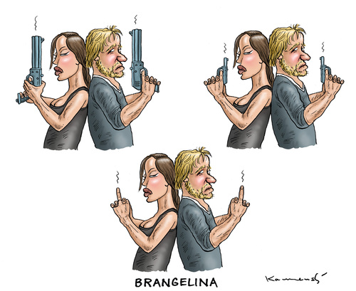 Cartoon: BRANGELINA (medium) by marian kamensky tagged brad,brangelina,pitt,angelina,jolie,brangelina,brad,pitt,angelina,jolie