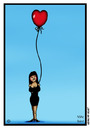 Cartoon: Hiding my Heart (small) by Mike J Baird tagged girl,balloon,waiting,sad,lonely,heart