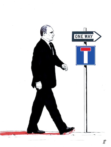 Cartoon: Putin s road (medium) by paolo lombardi tagged putin,russia,war,elections