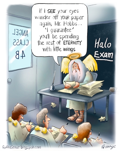Cartoon: Angel Exams (medium) by George tagged angel,exam,angel,exam