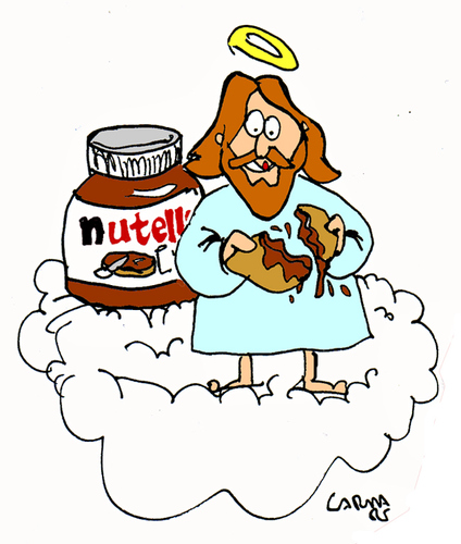 Cartoon: Nutella in Heaven (medium) by Carma tagged nutella,ferrero,god,sweets,labells