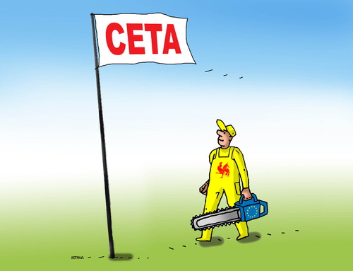 Cartoon: cetaend (medium) by Lubomir Kotrha tagged ceta,canada,europe,eu,usa,brusel,world
