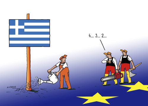 Cartoon: gree432 (medium) by Lubomir Kotrha tagged greece,eu,europe,ecb,syriza,money,deutschland