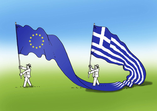 Cartoon: greeroflags (medium) by Lubomir Kotrha tagged greece,eu,referendum,syriza,tsipras,ecb,euro