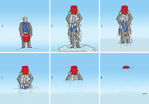 Cartoon: Ice Bucket Challenge 2 (medium) by Lubomir Kotrha tagged ice,water,bucket