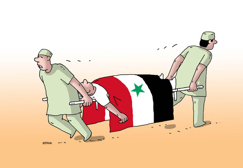 Cartoon: syriasyria (medium) by Lubomir Kotrha tagged obama,putin,war,peace,syria,world,usa,russia