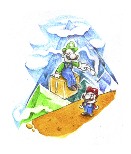 Cartoon: Luigi and Mario (medium) by Trippy Toons tagged super,mario,luigi,trippy,marihu,weed,cannabis,stoner,kiffer,ganja,video,game