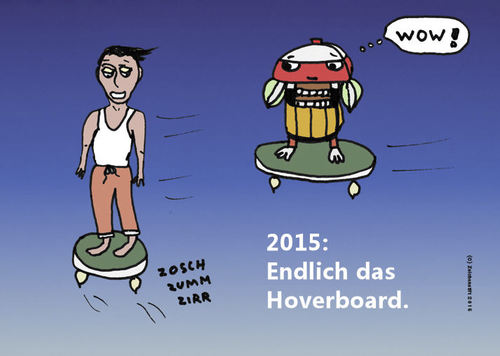 Cartoon: Hoverboard (medium) by zeichenstift tagged levitation,zukunft,sport,skateboard,hoverboard,magnetschwebekraft,skaten,fliegen,2015
