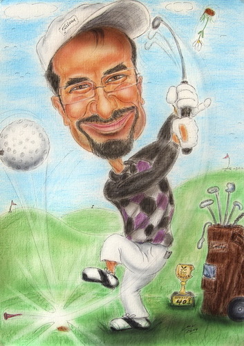 Cartoon: Hobby-Golfer (medium) by Zeichenstift Karikaturen tagged golf,grün,sport,karikatur,wien,geschenk,geburtstag,golfspieler,40