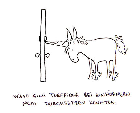 Cartoon: Einhorn. (medium) by puvo tagged unicorn,einhorn,tür,door,spion,viewer,hole
