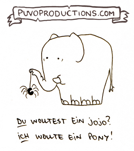 Cartoon: Jojo (medium) by puvo tagged spider,spinne,elefant,elephant,jojo,pony,wunsch,wish,enttäuschung