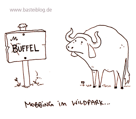 Cartoon: Müffel. (medium) by puvo tagged büffel,wildpark,zoo,tierpark,mobbing,müffel