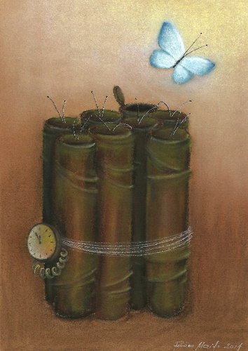 Cartoon: Pupas (medium) by Riina Maido tagged dynamite,butterfly,pupas