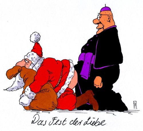 Cartoon: fest der liebe (medium) by Andreas Prüstel tagged weihnacht,weihnachtsmann,bischof,christentum,schwul,homosexuallität,cartoon,karikatur,andreas,pruestel