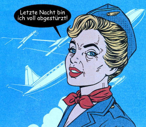 Cartoon: stewardess (medium) by Andreas Prüstel tagged flugwesen,stewardess,absturz,cartoon,collage,andreas,pruestel