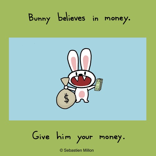 Cartoon: Money Bunny (medium) by sebreg tagged rabbit,bunny,money,funny,silly,humor