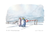 Cartoon: An der Schneefallgrenze (small) by Mattiello tagged mann,frau,winter,schnee,klima,umwelt,kälte,grenzen