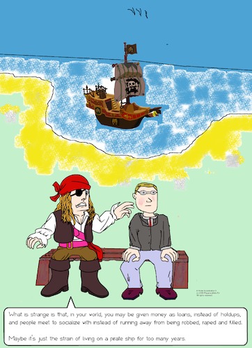 Cartoon: Pirate Socialization (medium) by paparazziarts tagged pirate,socialization,piracy