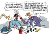 Cartoon: Schere im Kopf (small) by RABE tagged scher kettensäge kopf karikaturist cartoon cartoonist paris charlie hebdo redaktion anschläge terroristen sprengstoff redakteure satire pressefreiheit rabe ralf böhme tagescartoon pressezeichnung journalist zeichenfeder