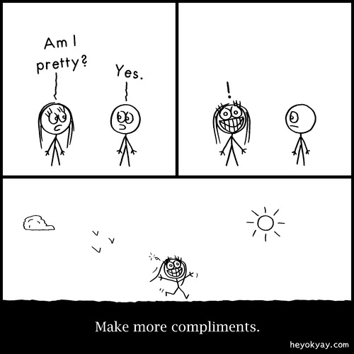 Cartoon: Compliments (medium) by heyokyay tagged compliments,compliment,pretty,comics,webcomic,heyokyay