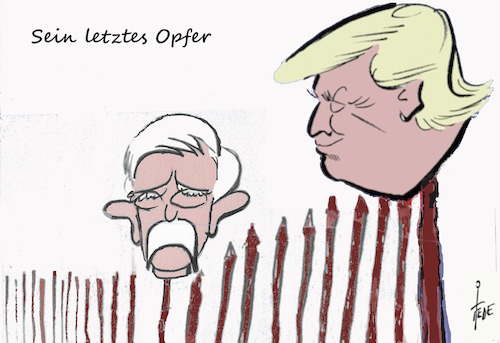 Cartoon: Sein letztes Opfer (medium) by tiede tagged trump,bolton,tiede,cartoon,karikatur,trump,bolton,tiede,cartoon,karikatur