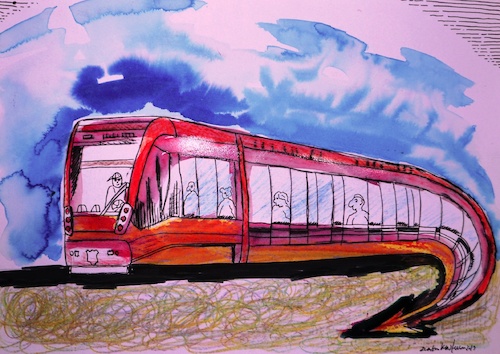 Cartoon: Bus (medium) by Zlatko Iv tagged bus,auto,vogel,flucht,tehnik,entlang