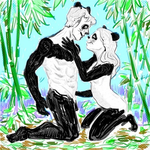 Cartoon: the mating season. (medium) by takeshioekaki tagged pandas