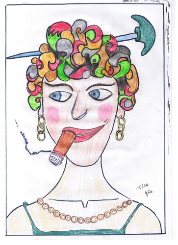 Cartoon: weird woman (medium) by skätch-up tagged frau,woman,weird,seltsam,zigarre,cigar