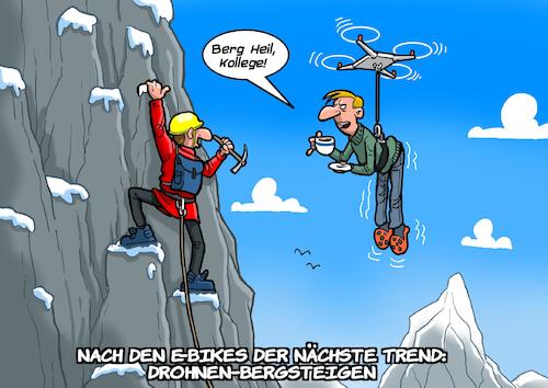 Cartoon: Drohnen Bergsteigen (medium) by Chris Berger tagged drone,bergsteigen,bikes,elektro,fahrräder,unsportlich,trend,antisportler,drone,bergsteigen,bikes,elektro,fahrräder,unsportlich,trend,antisportler