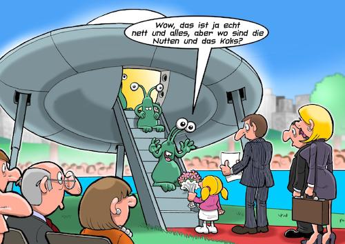 Cartoon: Kontakt der dritten Art (medium) by Chris Berger tagged aliens,landung,ufo,ausserirdische,drogen,nutten,versammlung,aliens,landung,ufo,ausserirdische,drogen,nutten,versammlung