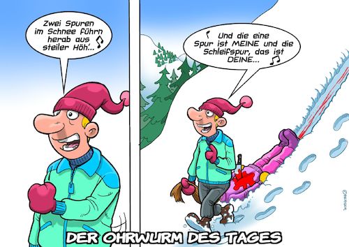Cartoon: Ohrwurm (medium) by Chris Berger tagged lied,volkslied,vico,torriani,schlager,mord,eifersuchtsdrama,killer,lied,volkslied,vico,torriani,schlager,mord,eifersuchtsdrama,killer