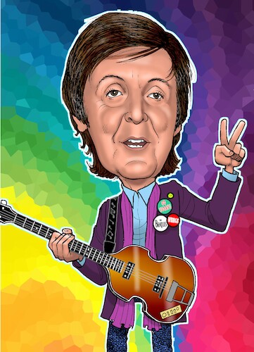Cartoon: Sir Paul McCartney (medium) by Chris Berger tagged beatles,80,geburtstag,paul,mccartney,beatles,80,geburtstag,paul,mccartney