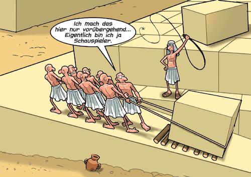 Cartoon: Sklavenarbeit (medium) by Chris Berger tagged ägypten,pyramiden,sklaven,schauspieler,sphinx,sklaverei,ägypten,pyramiden,sklaven,schauspieler,sphinx,sklaverei