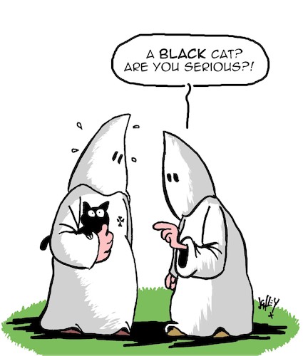 Cartoon: A Black Cat (medium) by Karsten Schley tagged ku,klux,klan,racism,cats,politics,usa,history,religion,ku,klux,klan,racism,cats,politics,usa,history,religion