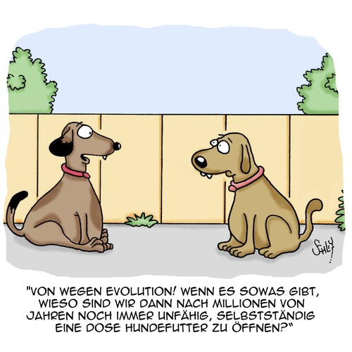 Cartoon: Evolution ist ein MYTHOS!! (medium) by Karsten Schley tagged natur,evolution,tiere,hunde,biologie,entwicklung,natur,evolution,tiere,hunde,biologie,entwicklung