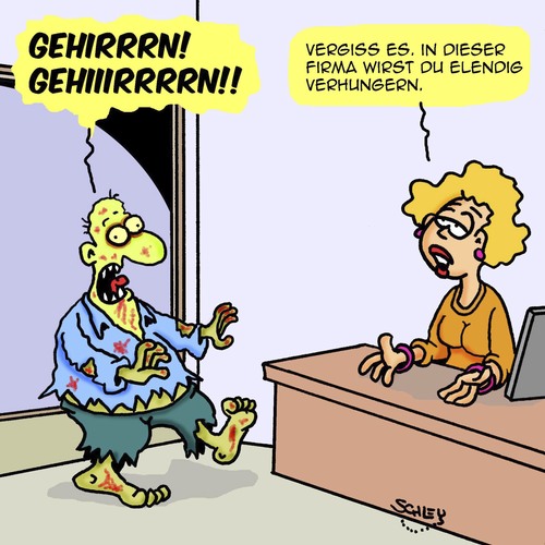 Cartoon: In dieser Firma... (medium) by Karsten Schley tagged zombies,intelligenz,büro,arbeit,arbeitnehmer,arbeitgeber,wirtschaft,business,kompetenz,ernährung,zombies,intelligenz,büro,arbeit,arbeitnehmer,arbeitgeber,wirtschaft,business,kompetenz,ernährung