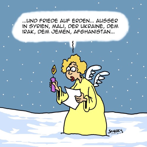 Cartoon: Weihnachten (medium) by Karsten Schley tagged weihnachten,feiertage,frieden,krieg,religion,flüchtlinge,terror,tod,krisen,weihnachten,feiertage,frieden,krieg,religion,flüchtlinge,terror,tod,krisen